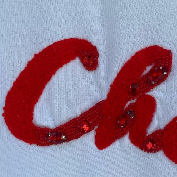 Lilly Pulitzer Women's XL Ivory Beaded Cheery Graphic Pullover Sweatshirt - Picture 7 of 10